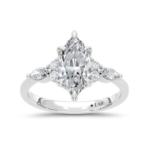 14K White Gold Lab Grown Diamond 1 3/4 Ct.Tw. Marquise Shape Engagement Ring