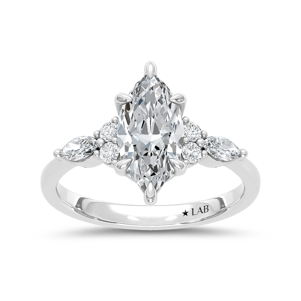 14K White Gold Lab Grown Diamond 1 3/4 Ct.Tw. Marquise Shape Engagement Ring