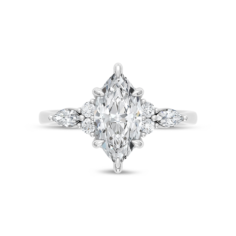 14K White Gold Lab Grown Diamond 1 3/4 Ct.Tw. Marquise Shape Engagement Ring