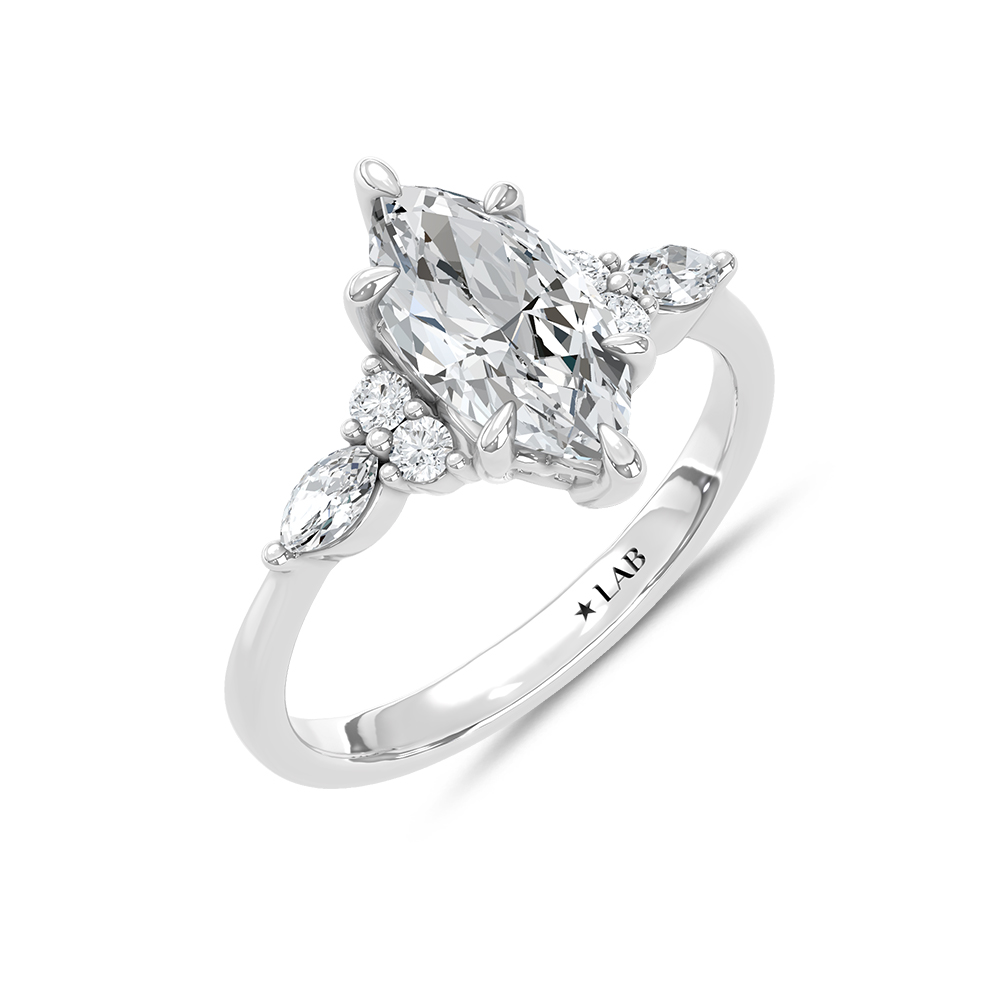 14K White Gold Lab Grown Diamond 1 3/4 Ct.Tw. Marquise Shape Engagement Ring