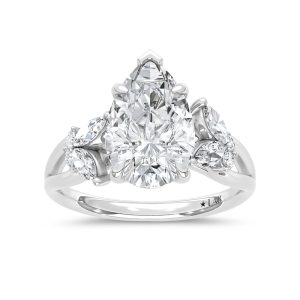 14K White Gold Lab Grown Diamond 2 1/3 Ct.Tw. Pear Shape Engagement Ring (Center 3 ct)