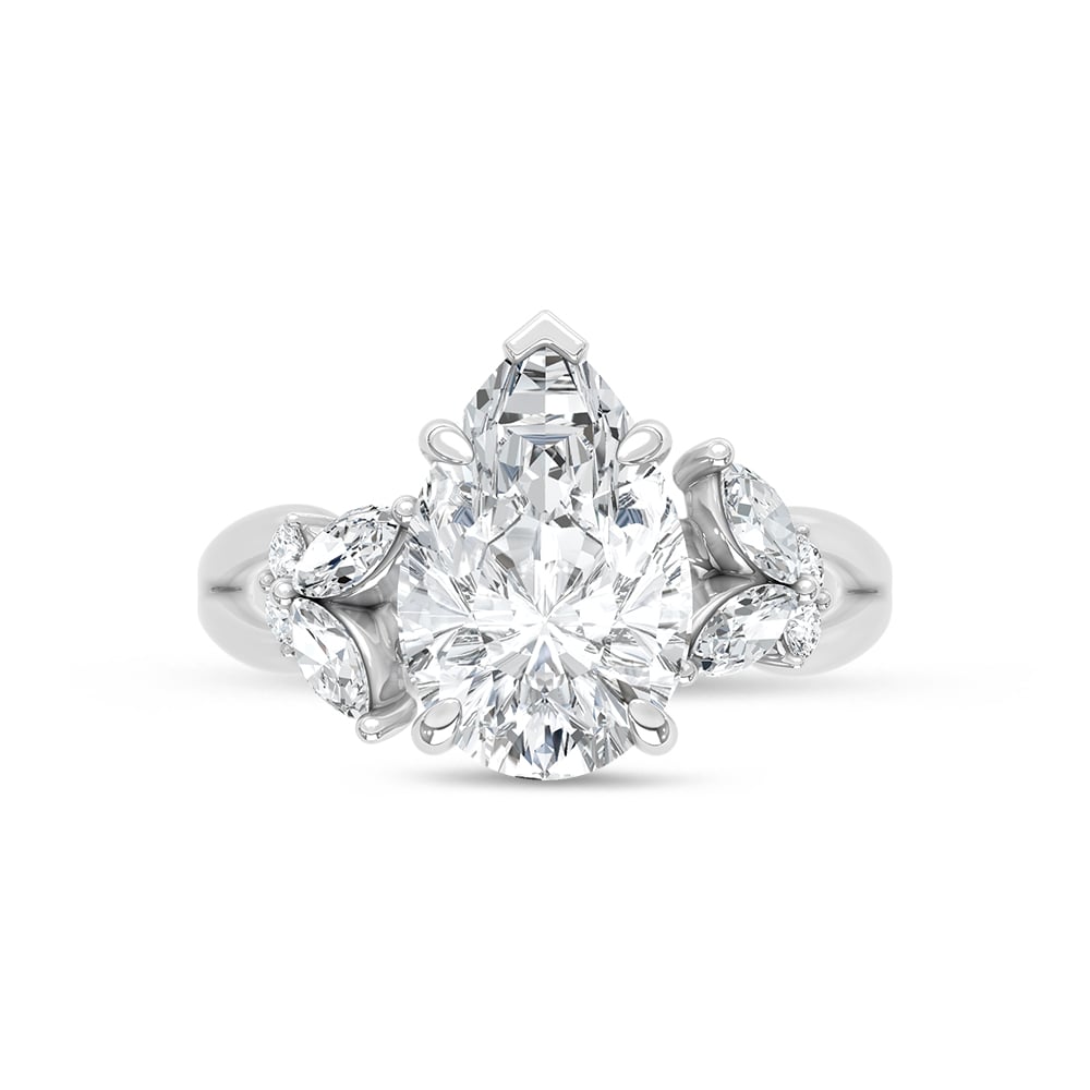 14K White Gold Lab Grown Diamond 2 1/3 Ct.Tw. Pear Shape Engagement Ring (Center 3 ct)