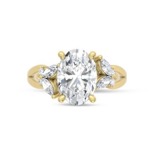 14K Yellow Gold Lab Grown Diamond 2 1/3 Ct.Tw. Oval Shape Engagement Ring (Center 3 ct)