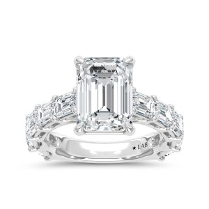 14K White Gold Lab Grown Diamond 8 Ct.Tw. Emerald Shape Engagement Ring