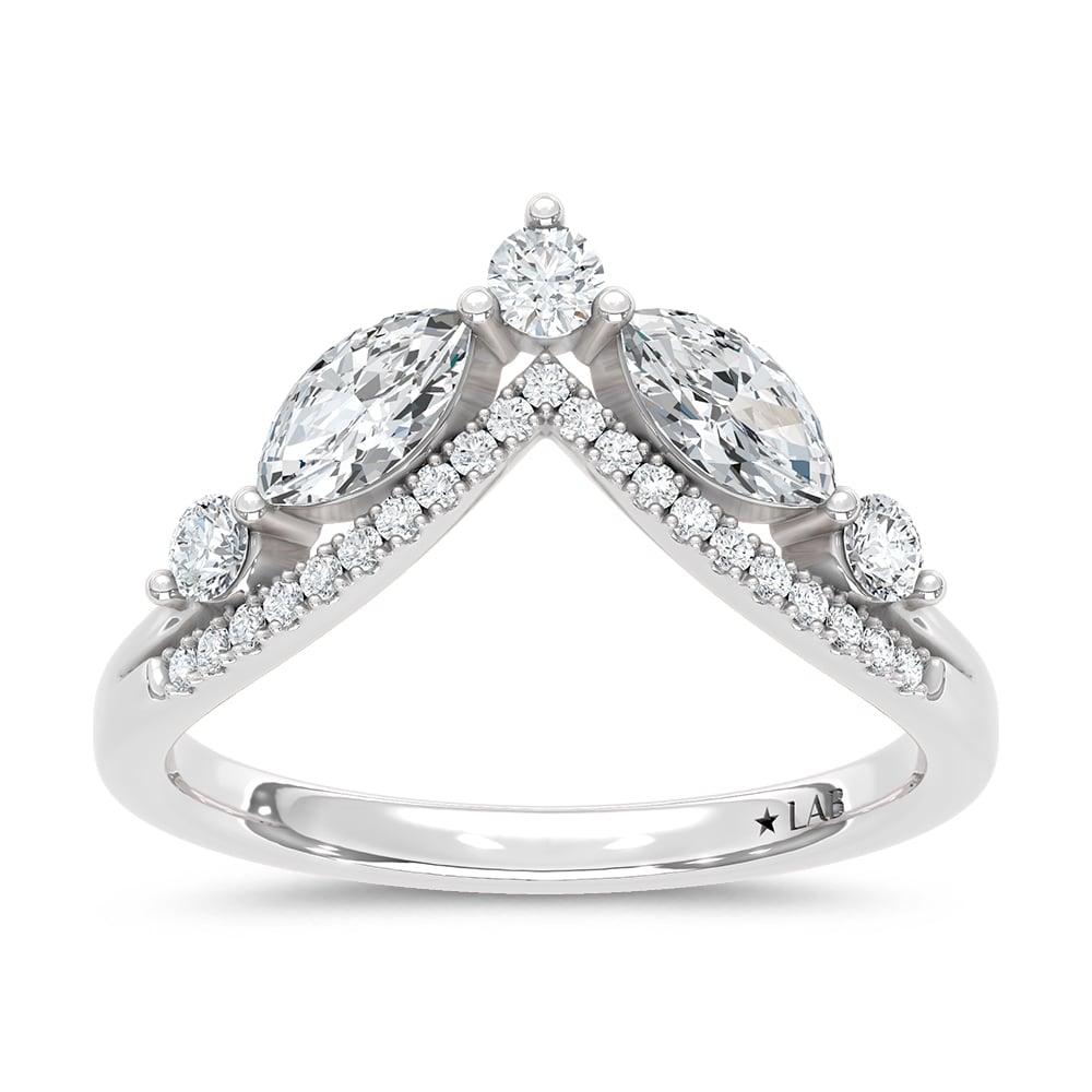 14K White Gold Lab Grown Diamond 3/4 Ct.Tw. Chevron Band