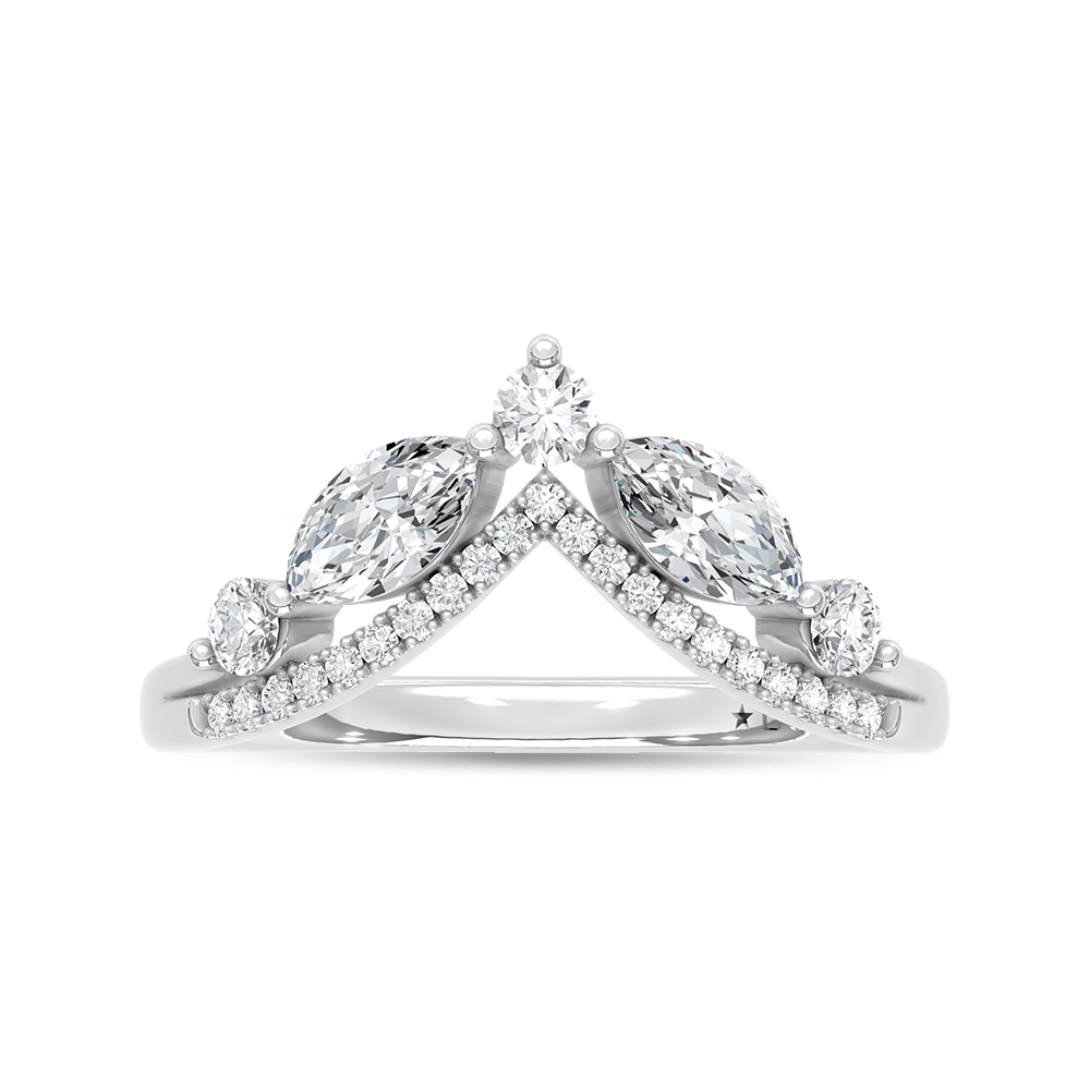 14K White Gold Lab Grown Diamond 3/4 Ct.Tw. Chevron Band