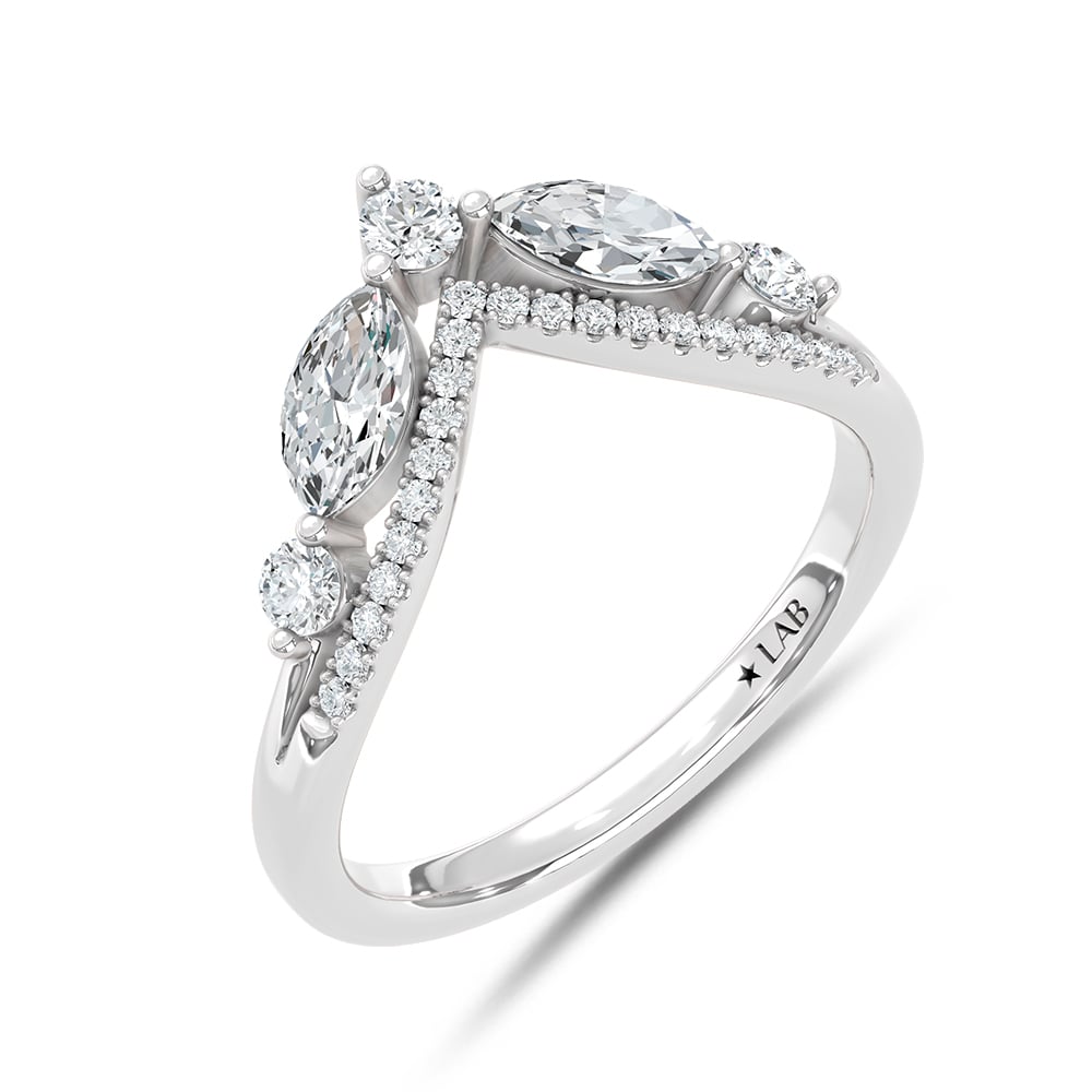 14K White Gold Lab Grown Diamond 3/4 Ct.Tw. Chevron Band
