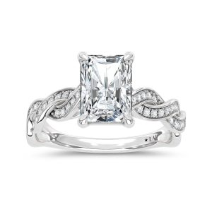 14K White Gold Lab Grown Diamond 2 1/5 Ct.Tw. Radiant Shape Twisted Shank Engagement Ring (Center 2 ctw)