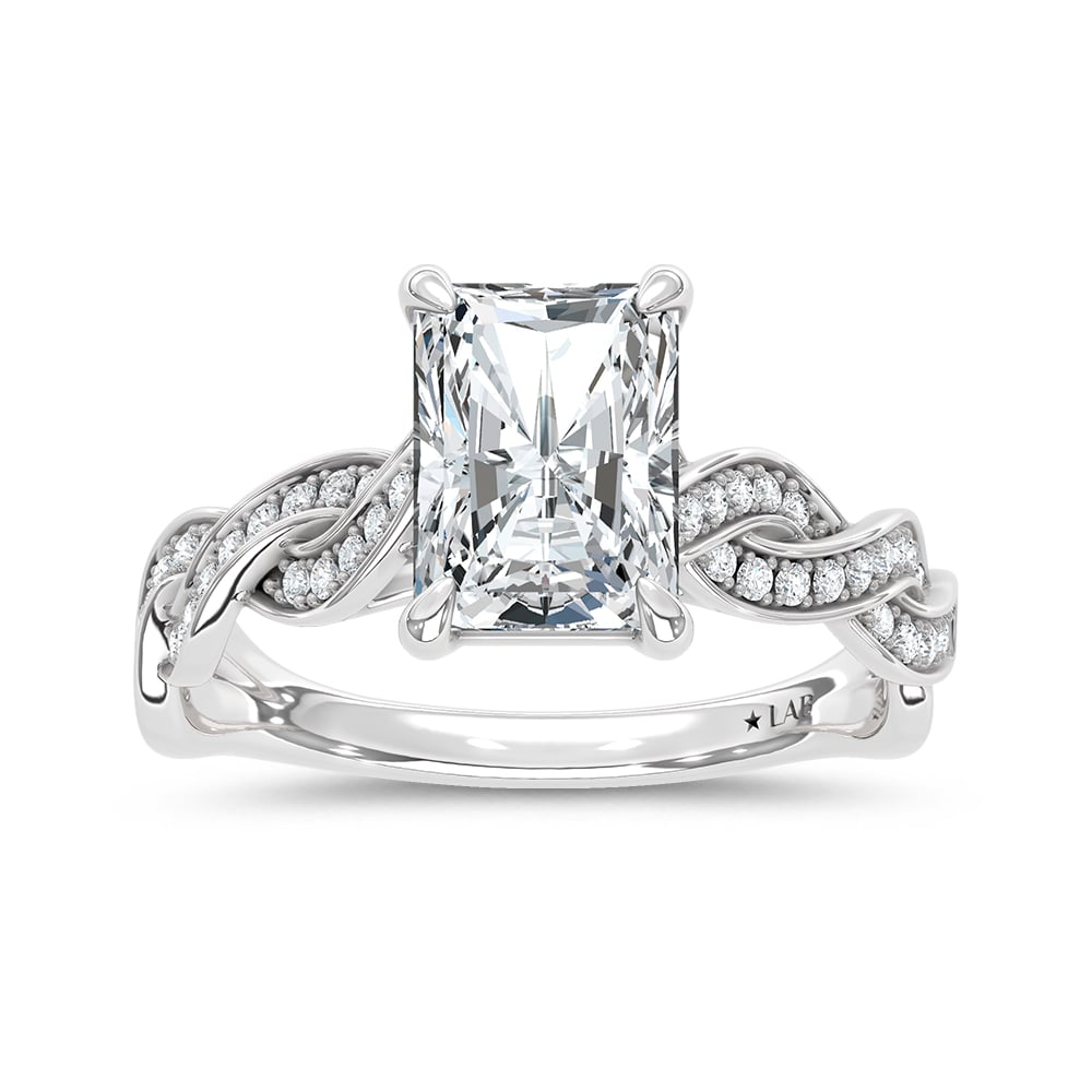 14K White Gold Lab Grown Diamond 2 1/5 Ct.Tw. Radiant Shape Twisted Shank Engagement Ring (Center 2 ctw)