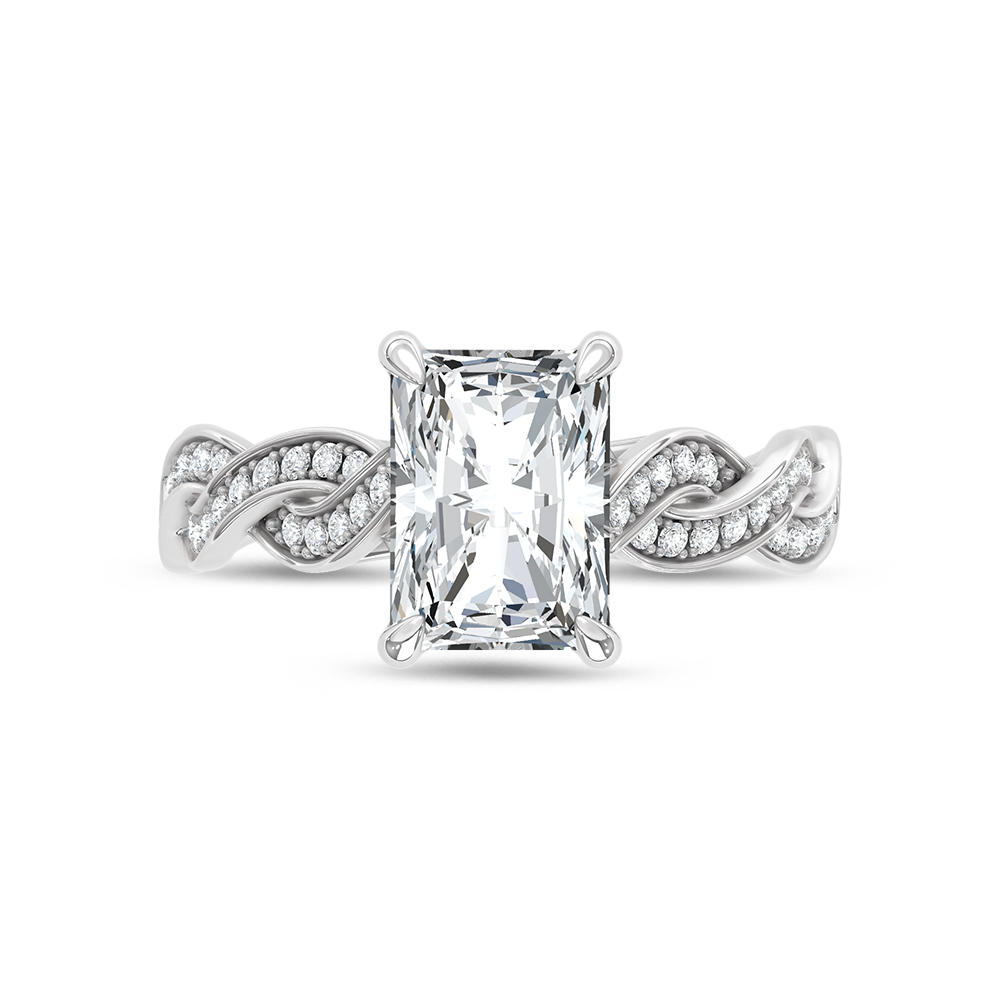 14K White Gold Lab Grown Diamond 2 1/5 Ct.Tw. Radiant Shape Twisted Shank Engagement Ring (Center 2 ctw)