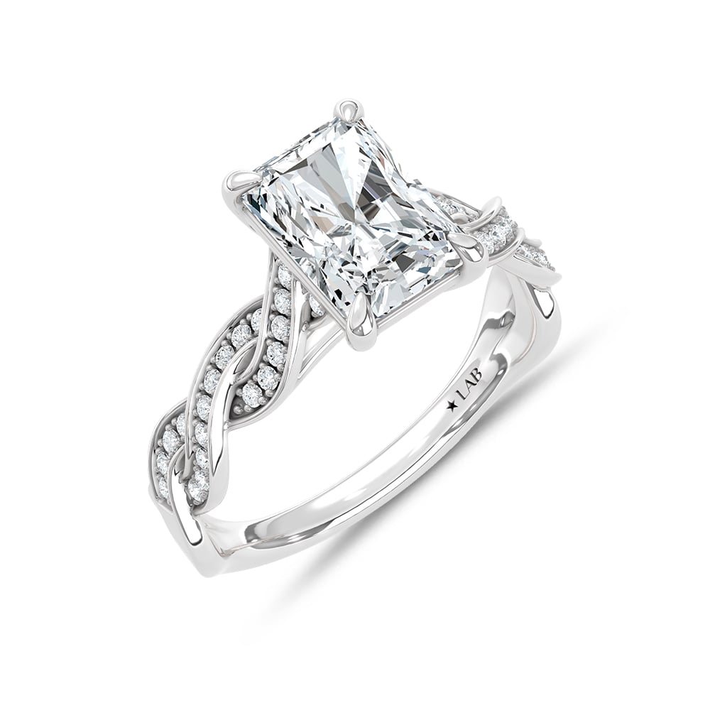 14K White Gold Lab Grown Diamond 2 1/5 Ct.Tw. Radiant Shape Twisted Shank Engagement Ring (Center 2 ctw)