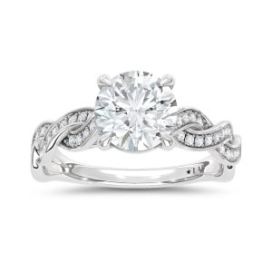 14K White Gold Lab Grown Diamond 2 1/5 Ct.Tw. Round Shape Twisted Shank Engagement Ring (Center 2 ctw)