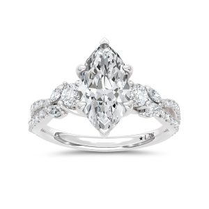 14K White Gold Lab Grown Diamond 2 1/2 Ct.Tw. Marquise Shape Engagement Ring