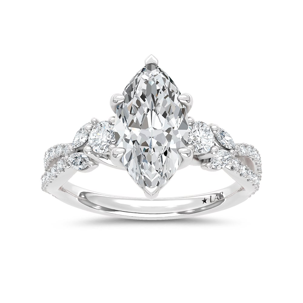 14K White Gold Lab Grown Diamond 2 1/2 Ct.Tw. Marquise Shape Engagement Ring