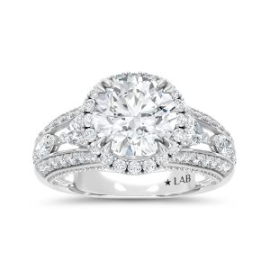 14K White Gold Lab Grown Diamond 3 1/3 Ct.Tw. Round Shape Engagement Ring