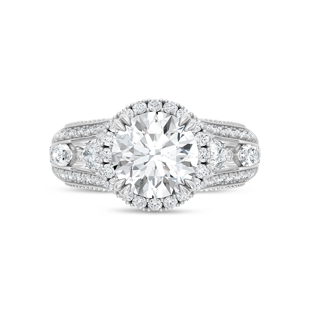 14K White Gold Lab Grown Diamond 3 1/3 Ct.Tw. Round Shape Engagement Ring