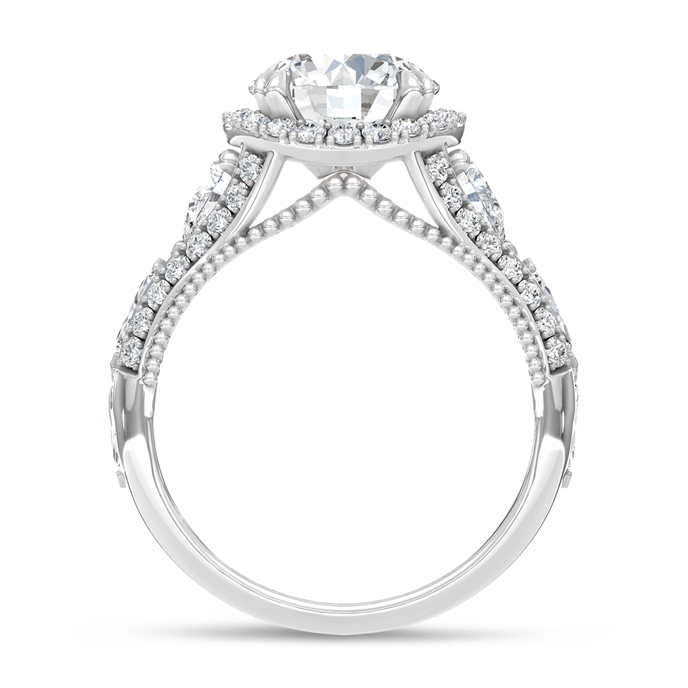 14K White Gold Lab Grown Diamond 3 1/3 Ct.Tw. Round Shape Engagement Ring
