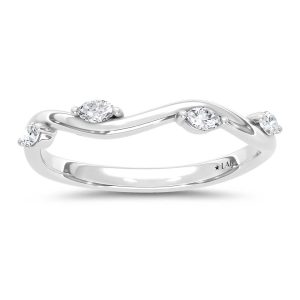 14K White Gold Lab Grown Marquise Diamond 1/8 Ct.Tw. Wedding Band