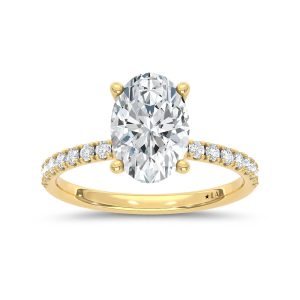 14K Yellow Gold Lab Grown Round Diamond 2 1/3 Ct.Tw. Engagement Ring With Oval Center