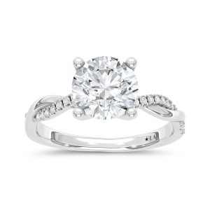 14K White Gold Lab Grown Round Diamond 2 Ct.Tw. Twisted Shank Engagement Ring