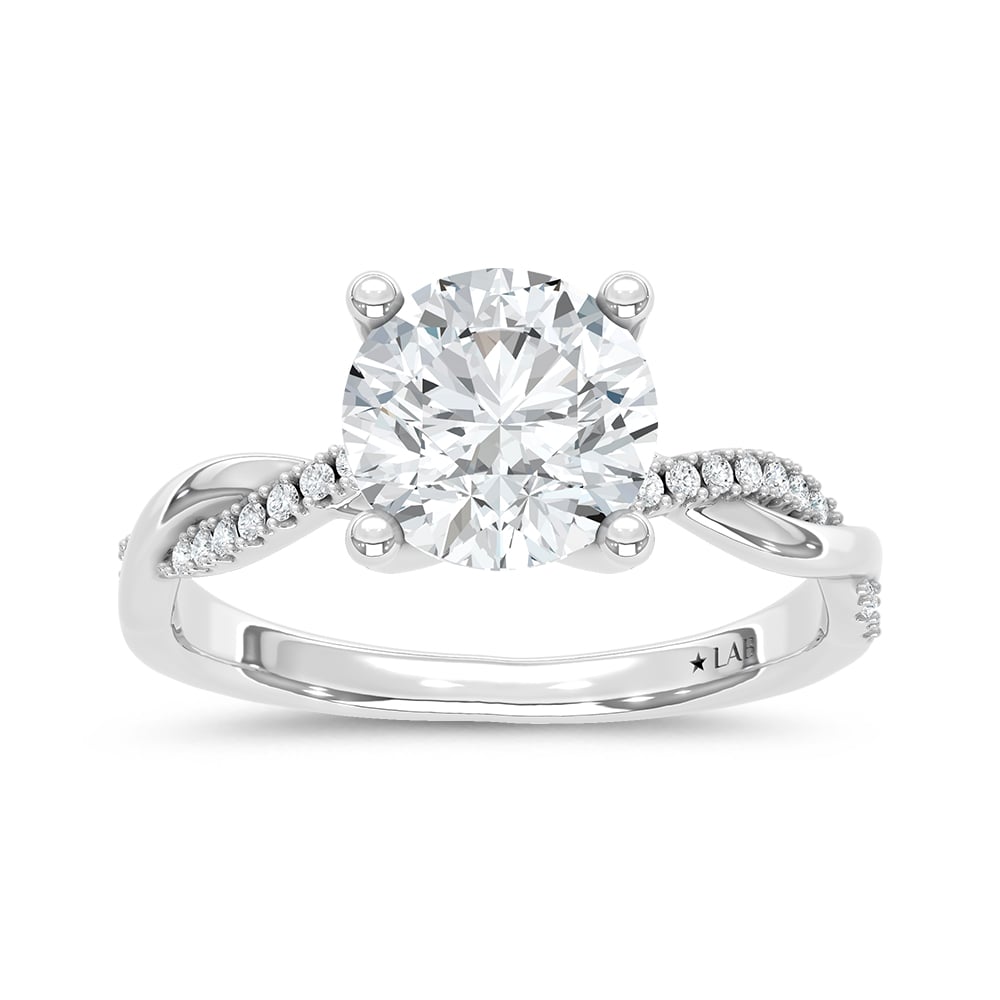 14K White Gold Lab Grown Round Diamond 2 Ct.Tw. Twisted Shank Engagement Ring