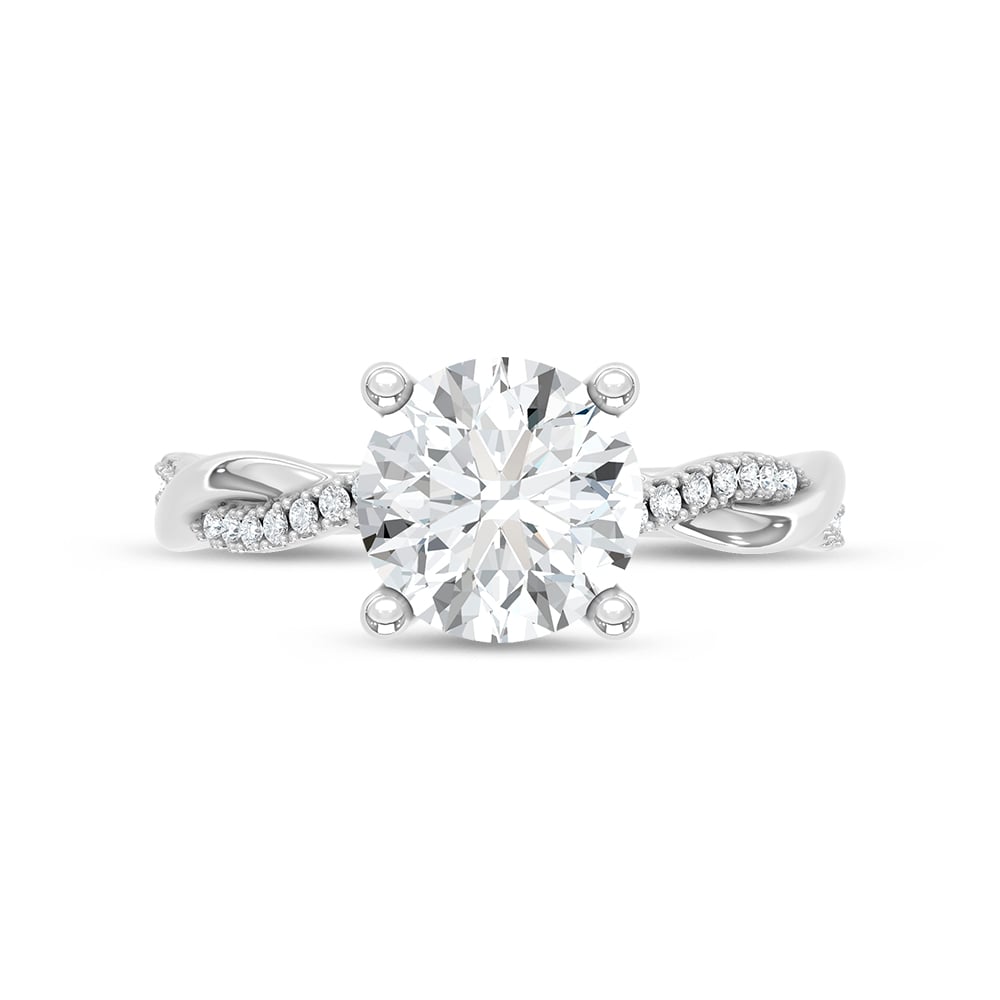 14K White Gold Lab Grown Round Diamond 2 Ct.Tw. Twisted Shank Engagement Ring