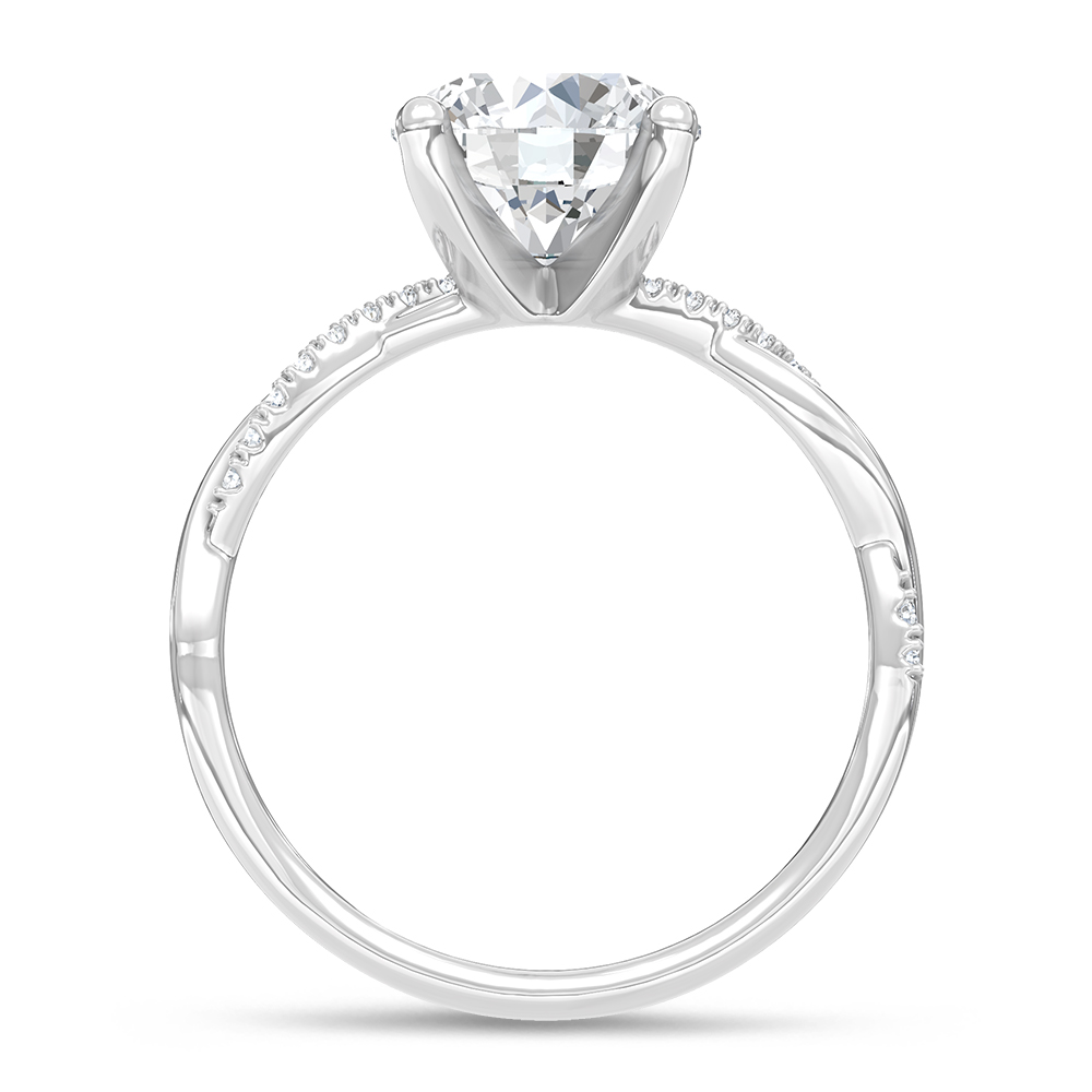 14K White Gold Lab Grown Round Diamond 2 Ct.Tw. Twisted Shank Engagement Ring