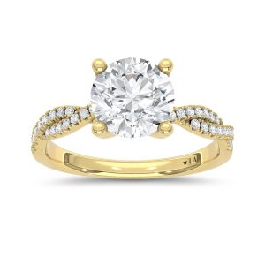 14K Yellow Gold Lab Grown Diamond 2 1/6 Ct.Tw. Round Shape Engagement Ring (Center 2 ctw)