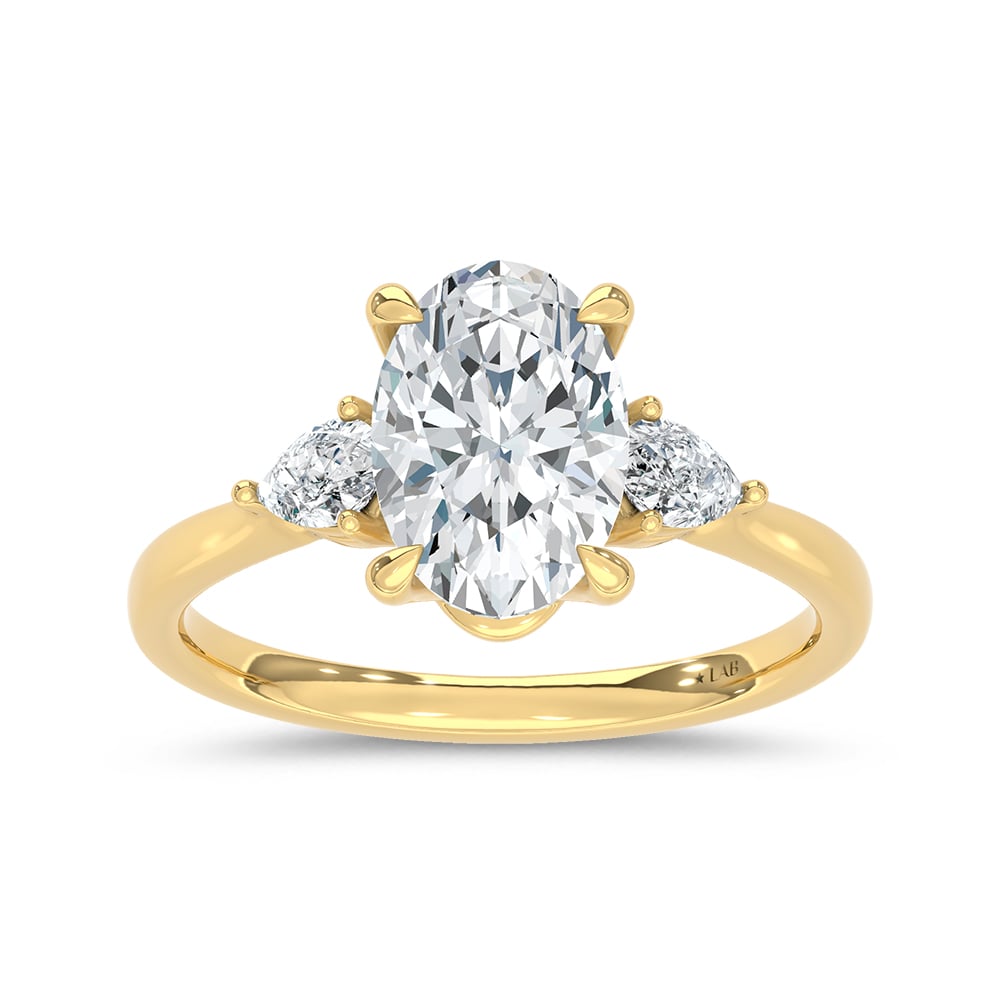 14K Yellow Gold Lab Grown Diamond 2 1/4 Ct.Tw. Oval Shape Engagement Ring