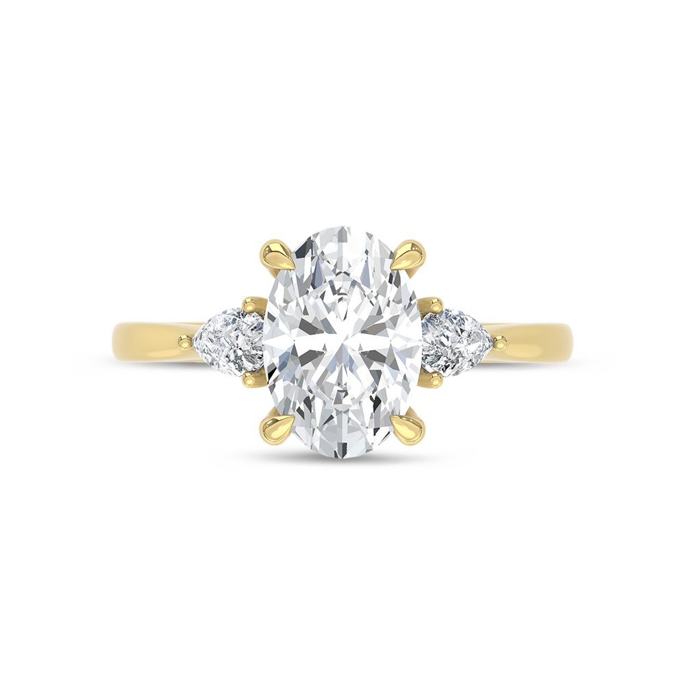 14K Yellow Gold Lab Grown Diamond 2 1/4 Ct.Tw. Oval Shape Engagement Ring