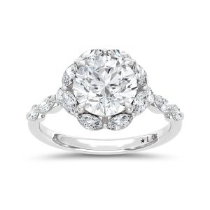 14K White Gold Lab Grown Diamond 2 5/8 Ct.Tw. Round Shape Engagement Ring (Center 2 ctw)