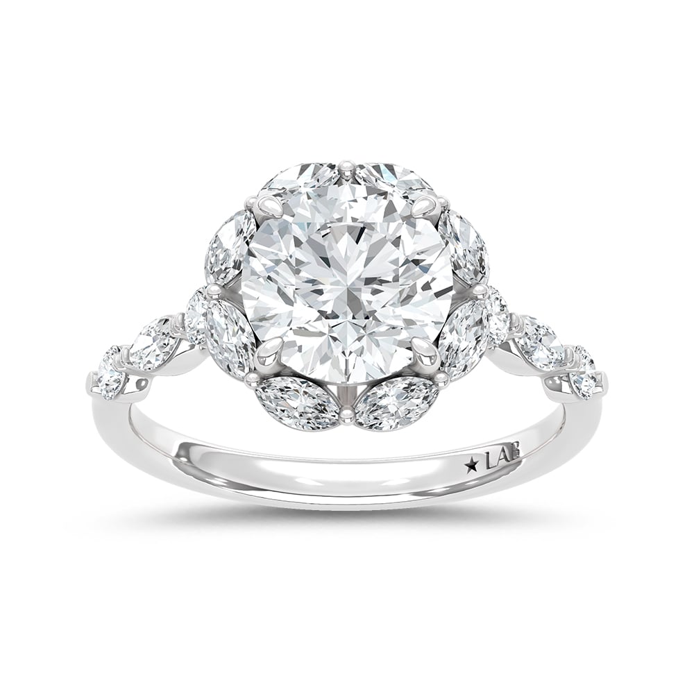 14K White Gold Lab Grown Diamond 2 5/8 Ct.Tw. Round Shape Engagement Ring (Center 2 ctw)