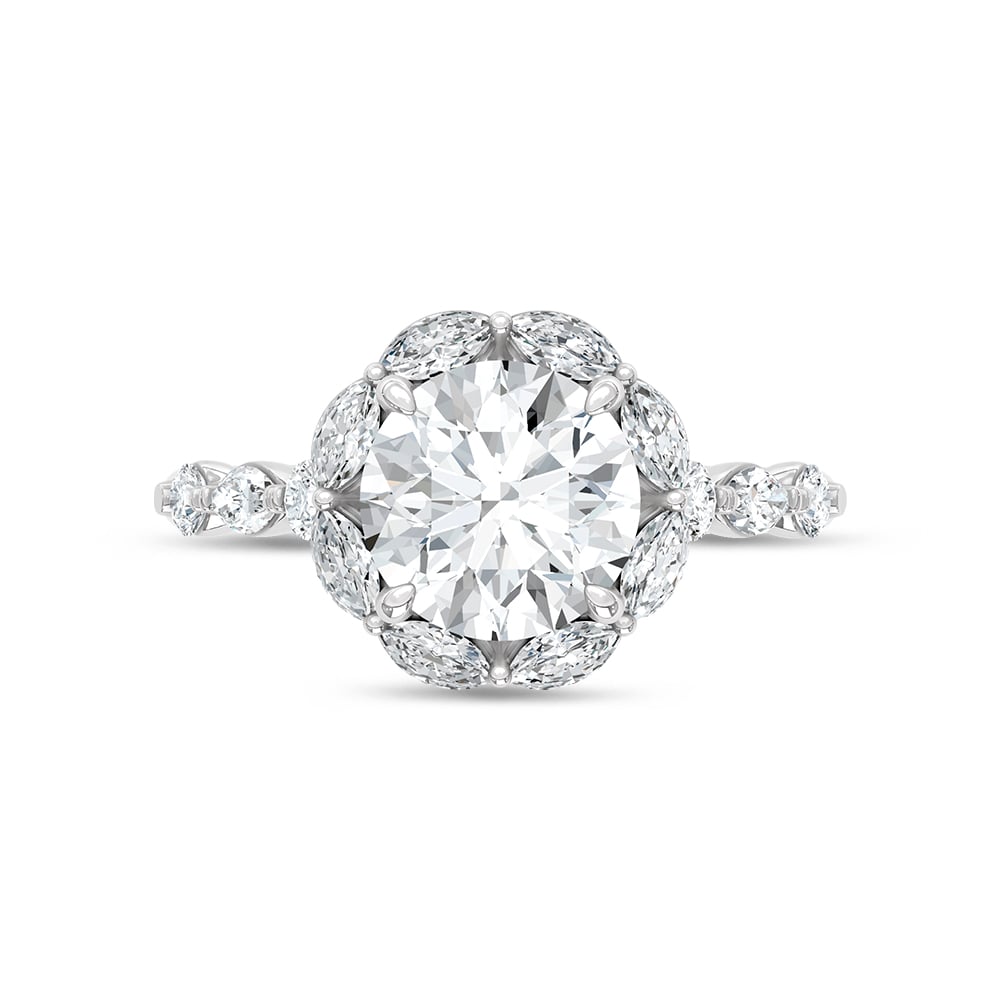14K White Gold Lab Grown Diamond 2 5/8 Ct.Tw. Round Shape Engagement Ring (Center 2 ctw)