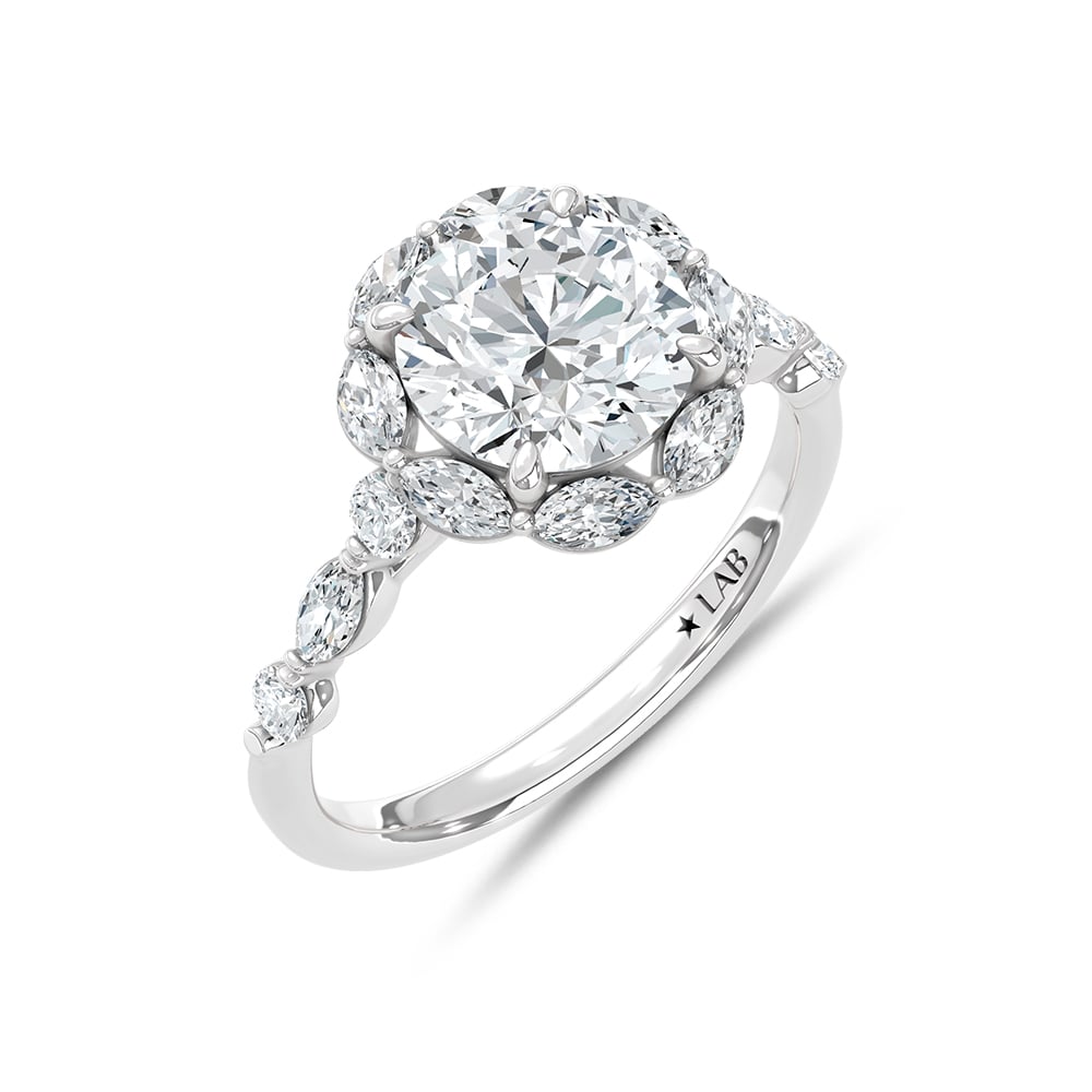 14K White Gold Lab Grown Diamond 2 5/8 Ct.Tw. Round Shape Engagement Ring (Center 2 ctw)