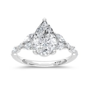 14K White Gold Lab Grown Diamond 2 1/2 Ct.Tw. Pear Shape Engagement Ring (Center 2 ctw)