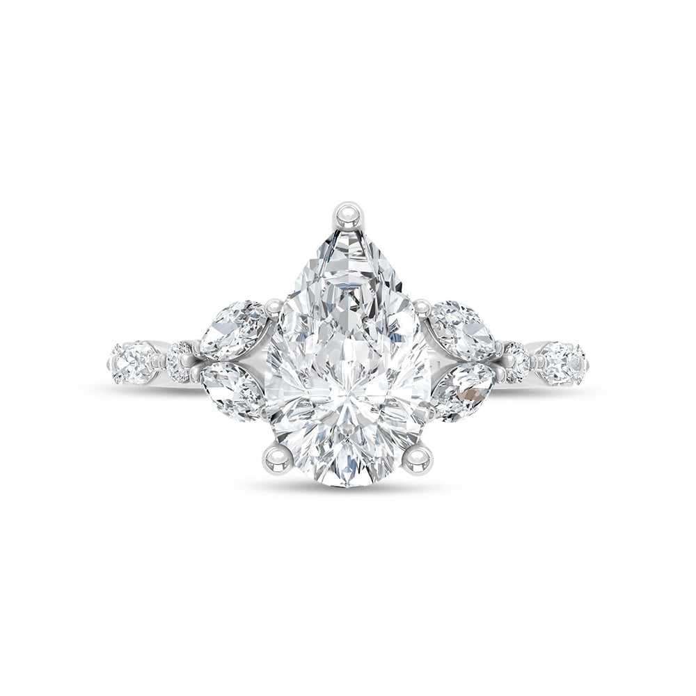 14K White Gold Lab Grown Diamond 2 1/2 Ct.Tw. Pear Shape Engagement Ring (Center 2 ctw)