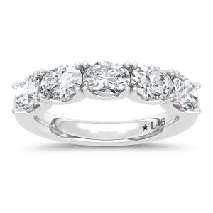 14K White Gold Lab Grown Diamond 2 Ct.Tw. Oval Shape East West Wedding Band