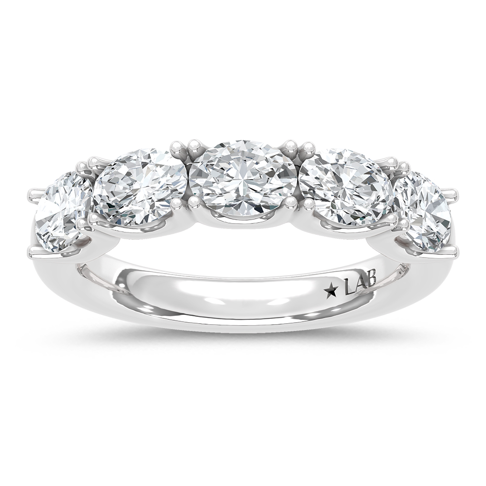 14K White Gold Lab Grown Diamond 2 Ct.Tw. Oval Shape East West Wedding Band