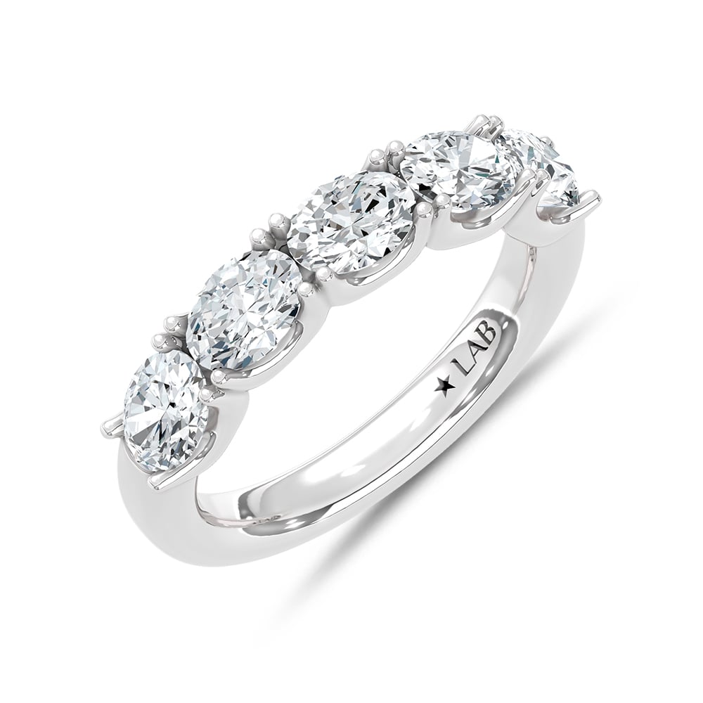 14K White Gold Lab Grown Diamond 2 Ct.Tw. Oval Shape East West Wedding Band