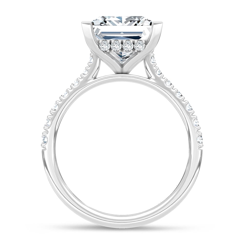 14K White Gold Lab Grown Diamond 4 1/2 Ct.Tw. Princess Shape Hidden Halo Engagement Ring