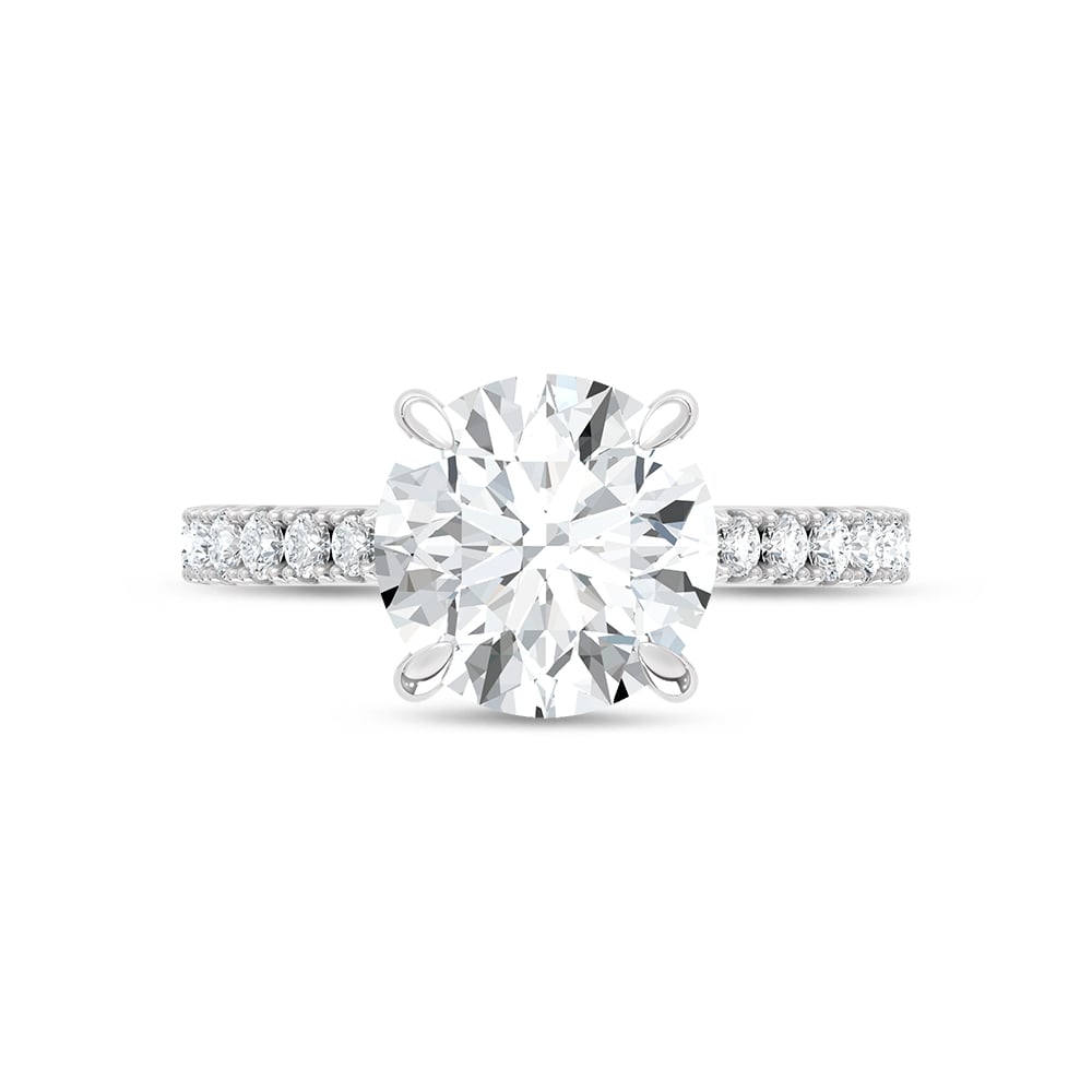 14K White Gold Lab Grown Diamond 3 3/8 Ct.Tw. Round Shape Hidden Halo Engagement Ring