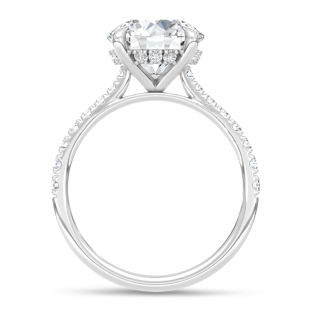 14K White Gold Lab Grown Diamond 3 3/8 Ct.Tw. Round Shape Hidden Halo Engagement Ring