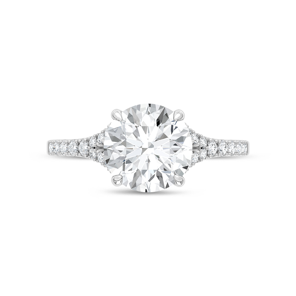 14K White Gold Lab Grown Diamond 2 1/4 Ct.Tw. Round Shape Engagement Ring (Center 2 ctw)