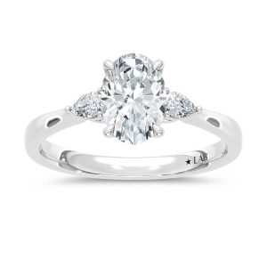 14K White Gold Lab Grown Diamond 1 1/5 Ct.Tw. Oval Shape Engagement Ring (IGI Certified Center 1ct Oval)