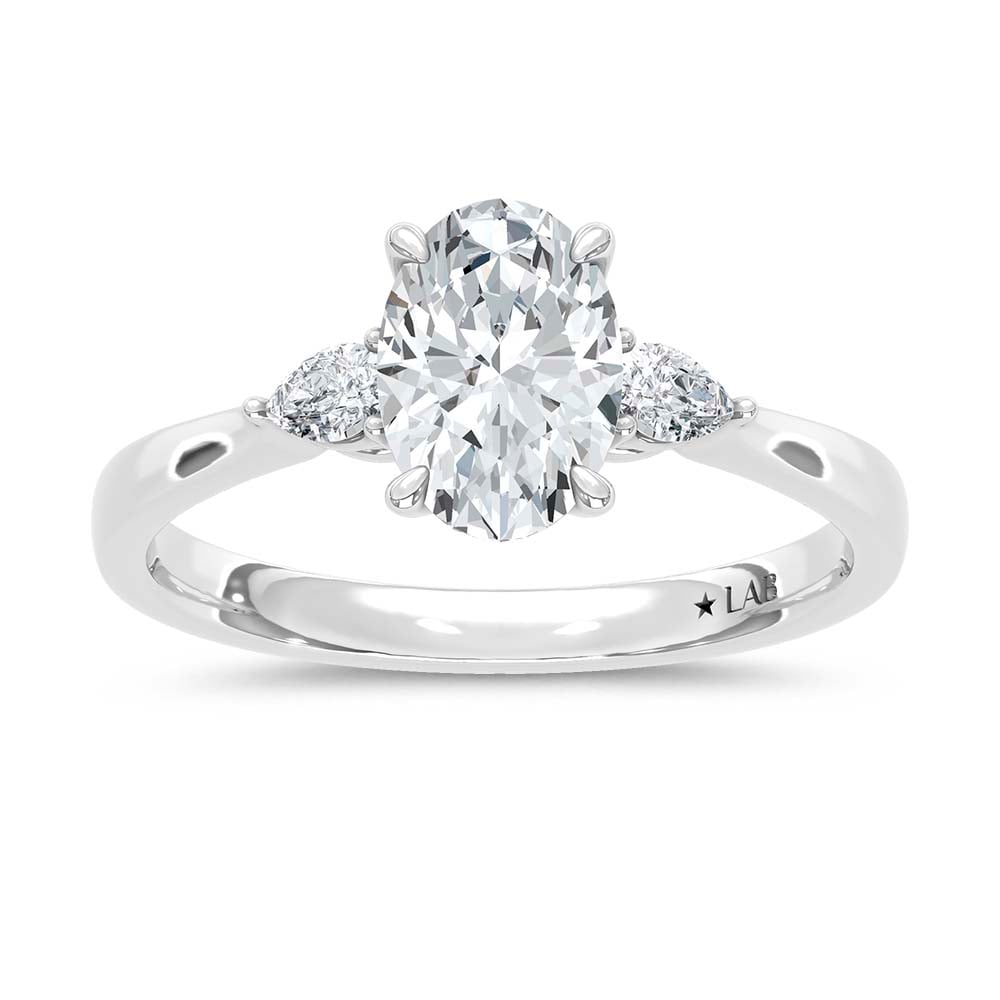 14K White Gold Lab Grown Diamond 1 1/5 Ct.Tw. Oval Shape Engagement Ring (IGI Certified Center 1ct Oval)