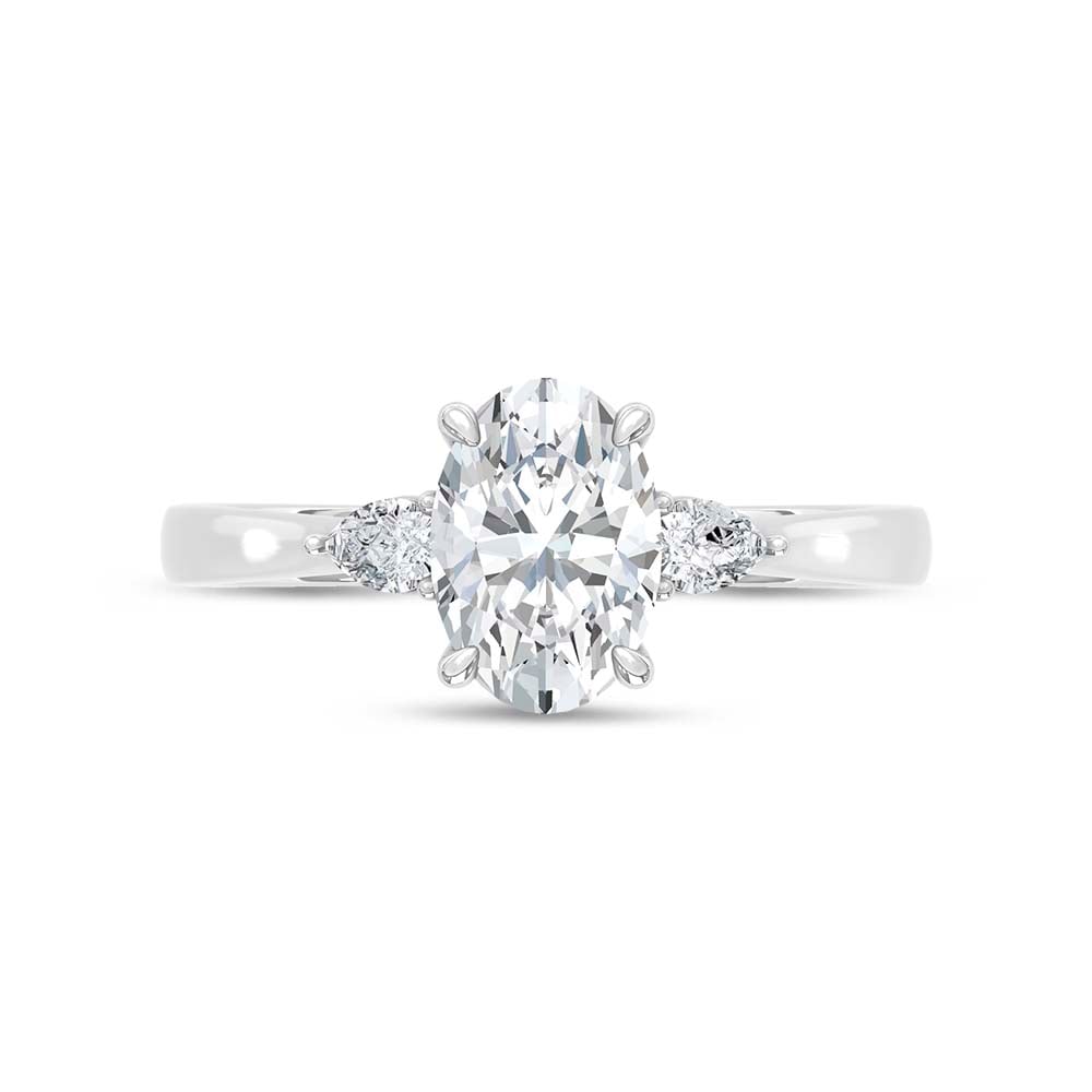 14K White Gold Lab Grown Diamond 1 1/5 Ct.Tw. Oval Shape Engagement Ring (IGI Certified Center 1ct Oval)