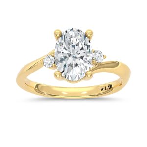 14K Yellow Gold 1 1/2 Ct.Tw. Lab Grown Diamond Oval Shape Engagement Ring