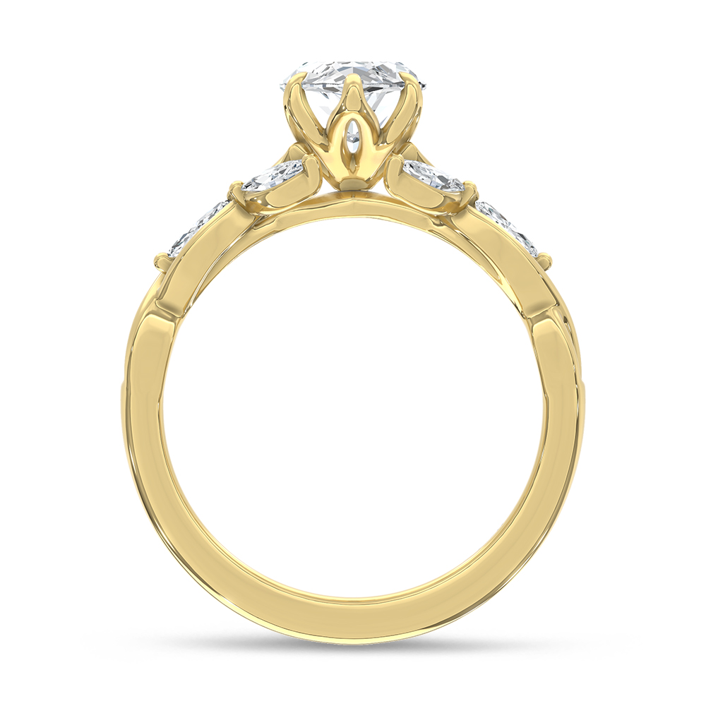 14K Yellow Gold Lab Grown Diamond 2 1/3 Ct.Tw Marquise and Pear Shape Engagement Ring (IGI Certified Center 2ct)