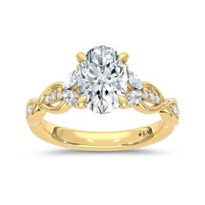 14K Yellow Gold Lab Grown Diamond 2 1/3 Ct.Tw. Oval Shape Engagement Ring (IGI Certified Center 2ct Oval)