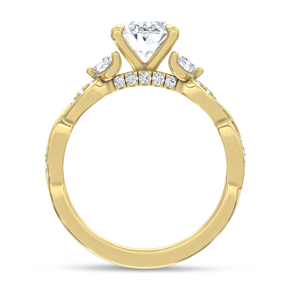 14K Yellow Gold Lab Grown Diamond 2 1/3 Ct.Tw. Oval Shape Engagement Ring (IGI Certified Center 2ct Oval)